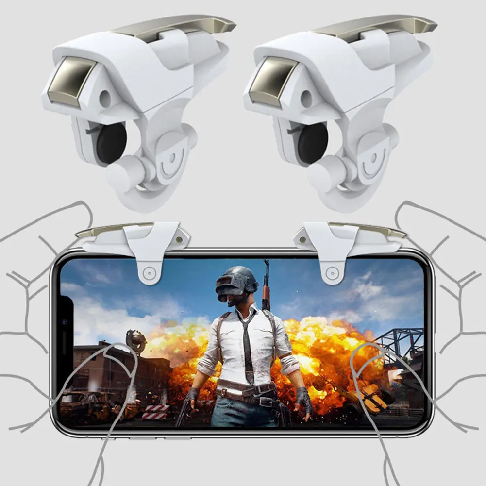 1Pair Mobile Phone Gaming Trigger Shooter Accessories Fire Button Ergonomic Design Controller Handle For PUBG/Rules Of Survival |