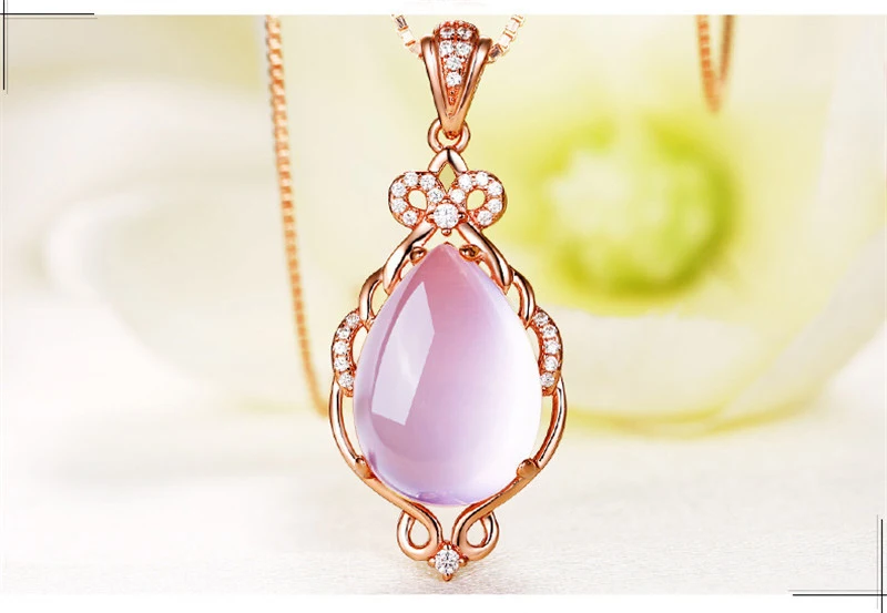 MOONROCY, Прямая поставка, ювелирное изделие из розового золота, Росс кварц, CZ Кристалл, розовый опал, ювелирное ожерелье для женщин, девочек, подарок, колье