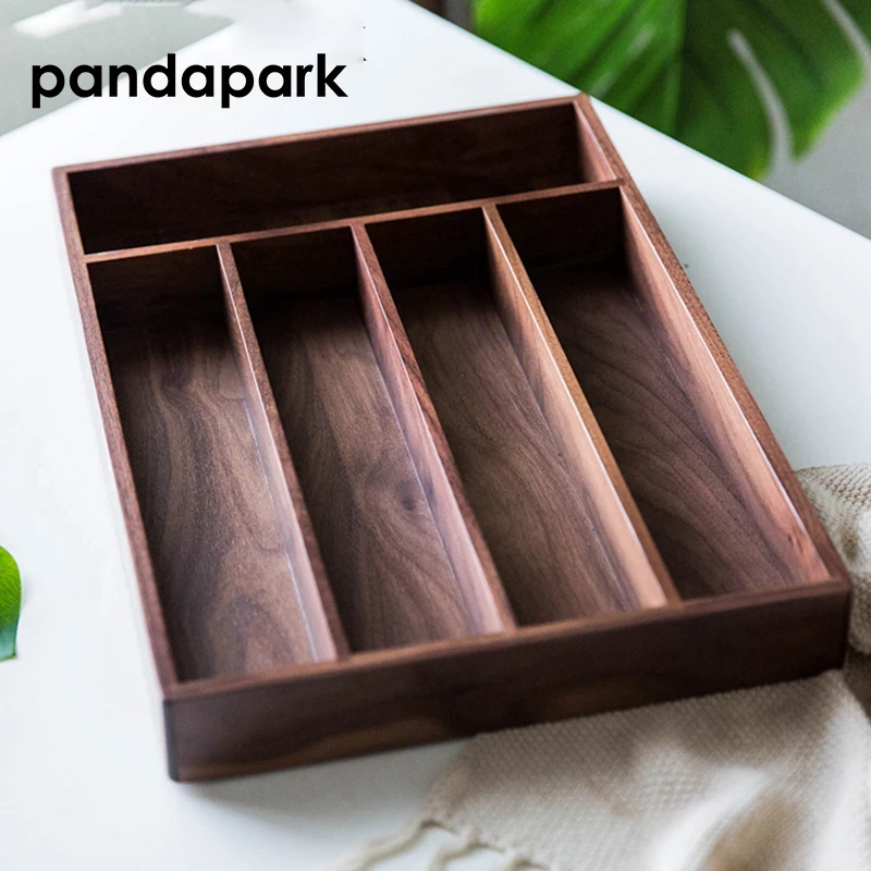 

Pandapark ручной работы черный орех ящик для хранения деревянный офисный Органайзер Suddries ящики для хранения PPM017