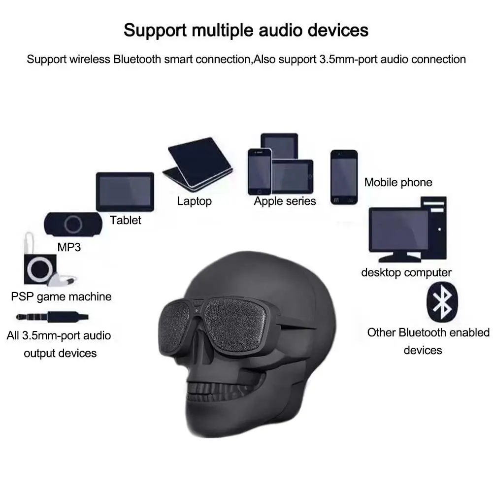 Новые персонализированные Череп Bluetooth3.0 стерео Динамик творческие говорить по