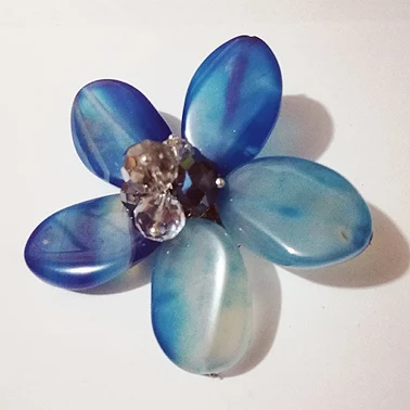 Цветок брошь натуральный синий камень кошачий глаз Брошь Personalizeds ручной работы