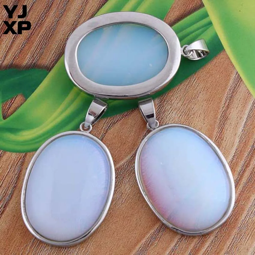 YJXP популярный простой стиль посеребренный овальной формы зеленый авантюрин опал