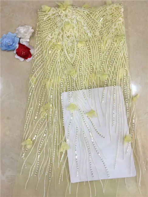 

Newest Navy Blue African Lace Fabric With Sequins 3d lace fabric 2019 High Quality Bridal For Nigerian Lace F4