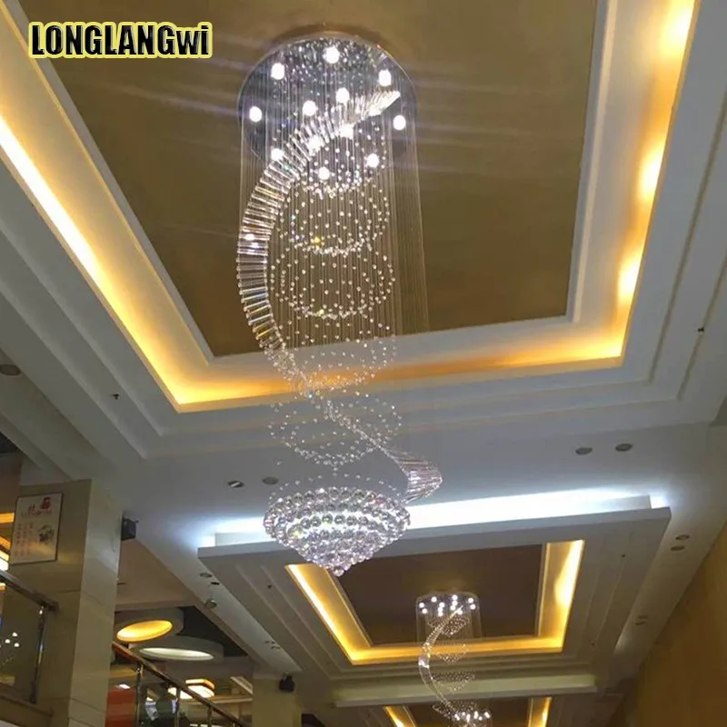 売却 現代 K9 Led クリスタルシャンデリアロング階段スパイラルシャンデリア家庭用照明
