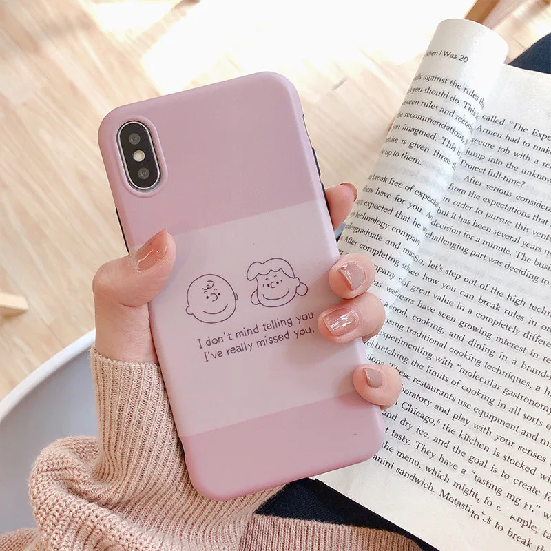 Милый мультяшный чехол для телефона с розовой иллюстрацией iPhone 7 Puls 6 6S 8Puls X Xs XR Xsmax