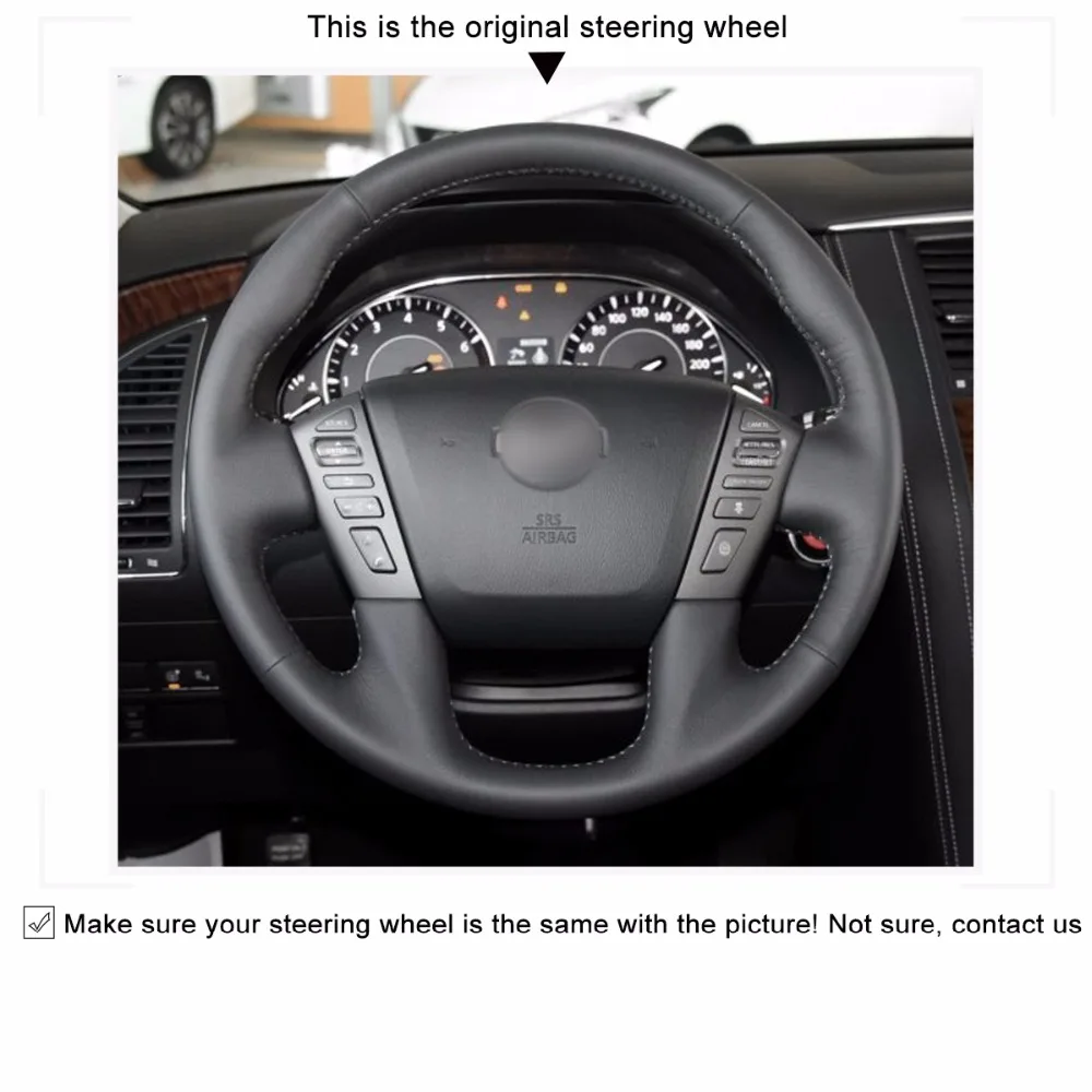 Черный микро Волоконный кожаный чехол рулевого колеса автомобиля для Nissan Patrol Armada