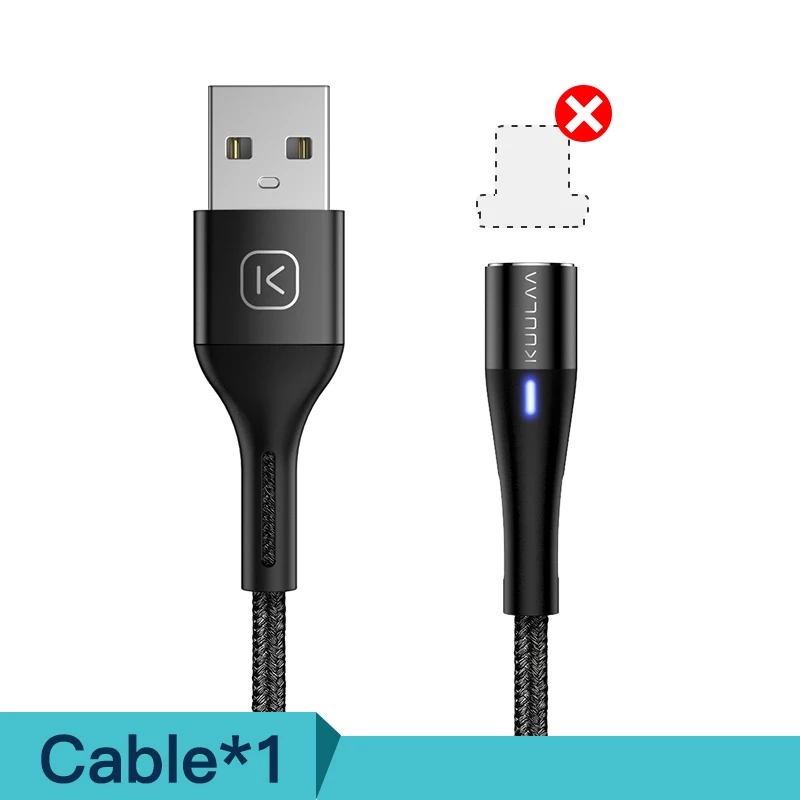KUULAA Магнитный кабель Micro USB C 3A быстрый зарядный Адаптер для iPhone Samsung XiaoMi Зарядное устройство Магнитная Быстрая зарядка USB Type-C шнур - Цвет: Black Cable