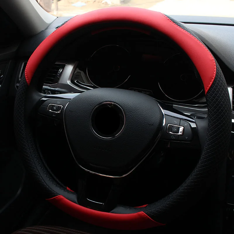 Кожаная универсальная оплетка рулевого колеса автомобиля 38 см автомобильный