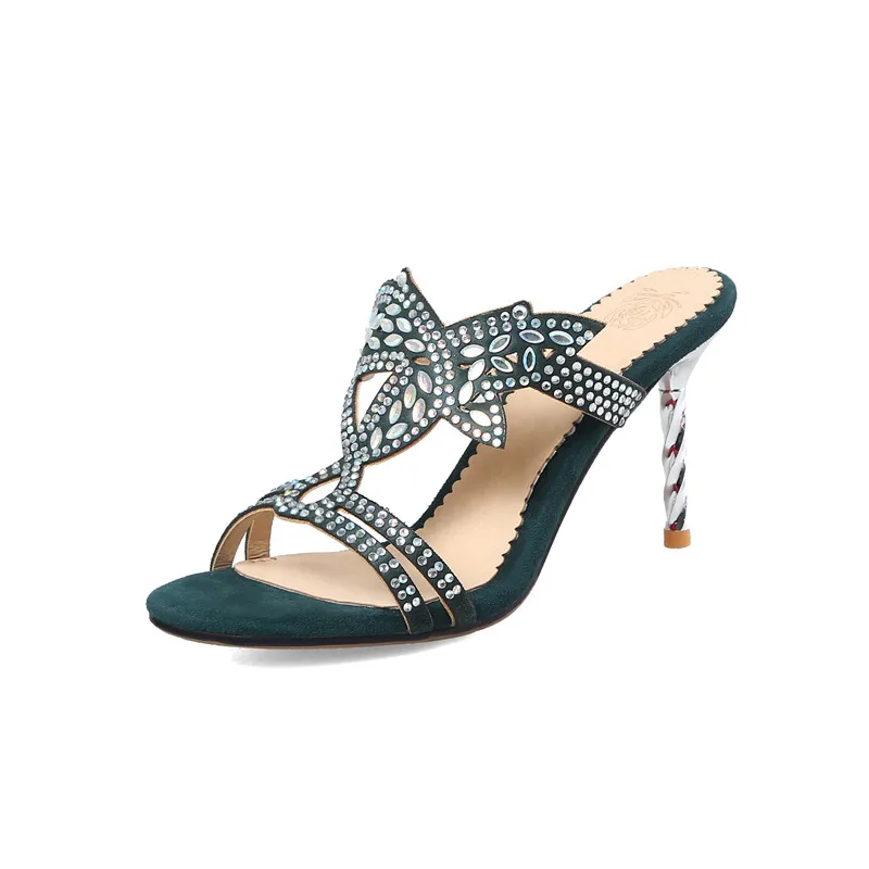 Женские босоножки с кристаллами MORAZORA черные на тонком высоком каблуке лето 2020 |