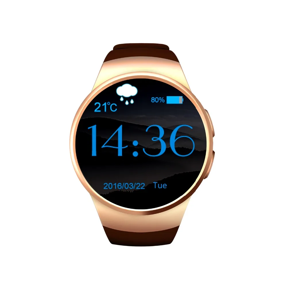 KW18 Smart Watch Round Screen Hiwego Brand Bluetooth 4.0 Anti-lost Alert Remote Camera Heart Rate Tracker Black/Silver/Golden |