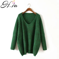 h sa womens pull sweaters jumpers vneck cheap winter casual knitting pullovers oversize batwing long sleeve tops pull femme 2017