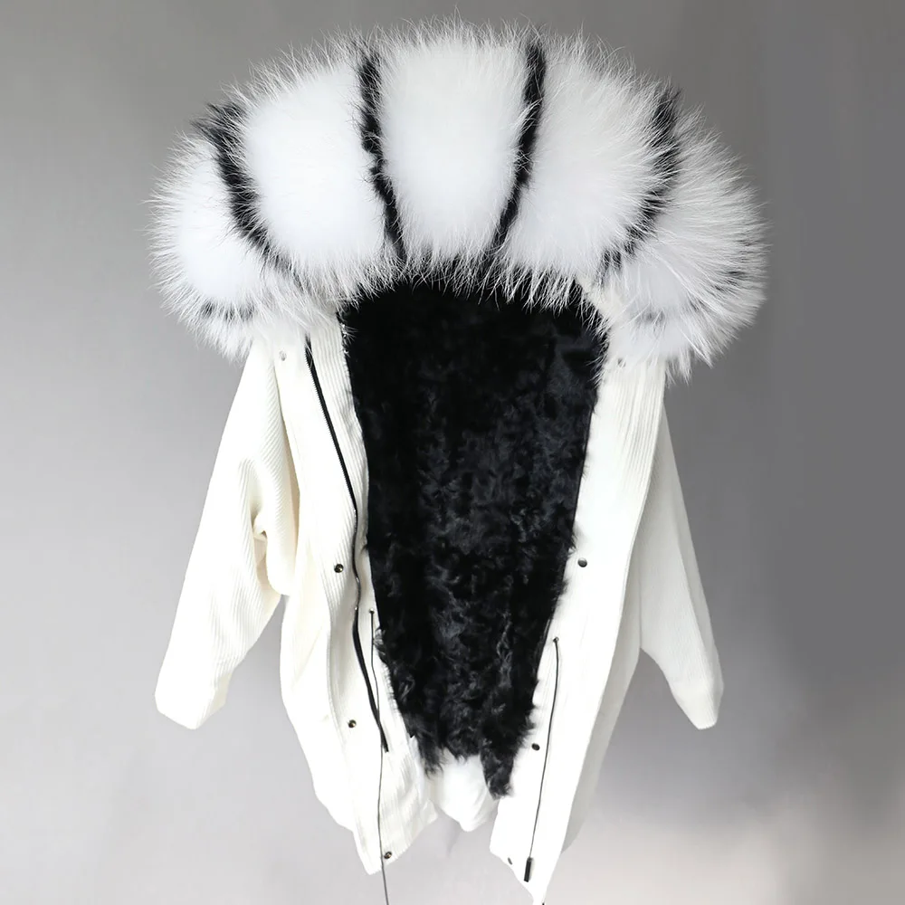 Raccoon collar -11 Зимняя куртка с подкладкой из натурального кроличьего меха, Женская парка, меховое пальто, вельвет, воротник из натурального меха енота, теплые длинные парки - Цвет: Raccoon collar -11