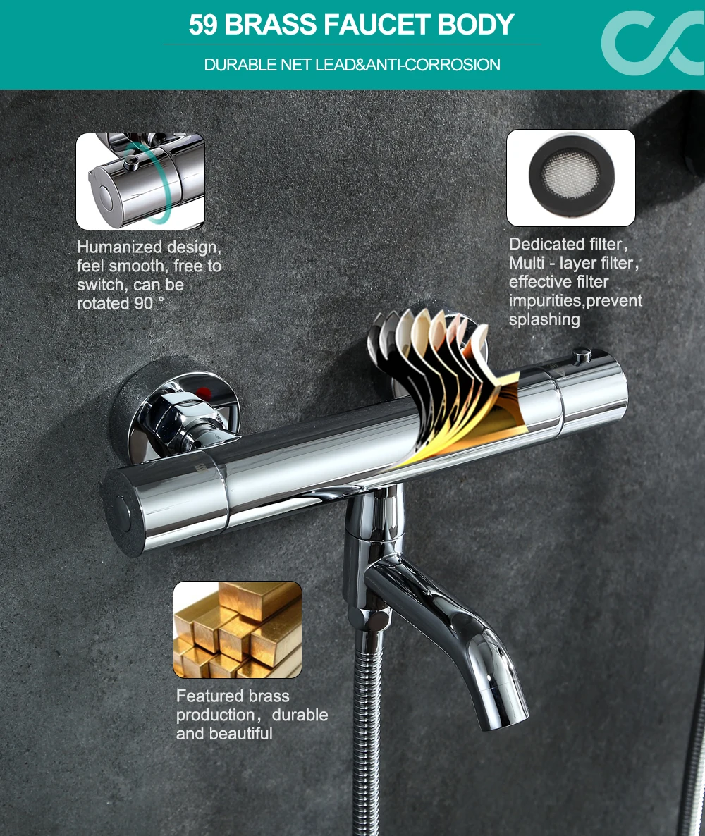 Micoe смеситель для душа с термостатом ванная комната смеситель для душа Водопад Ванна Душ настенный кран