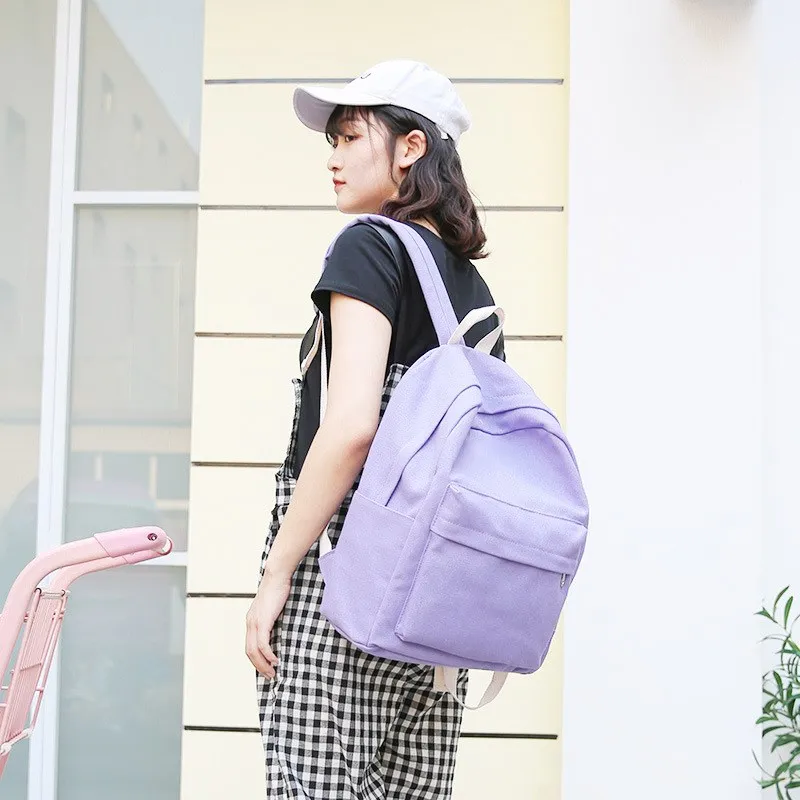 Холст ноутбук Kanken Для женщин 2018 Новый Harajuku Твердые школьные сумки для девочек