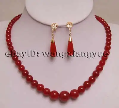 Набор украшений с круглыми бусинами ожерелье и серьги красным Рубином 6 14 мм часы