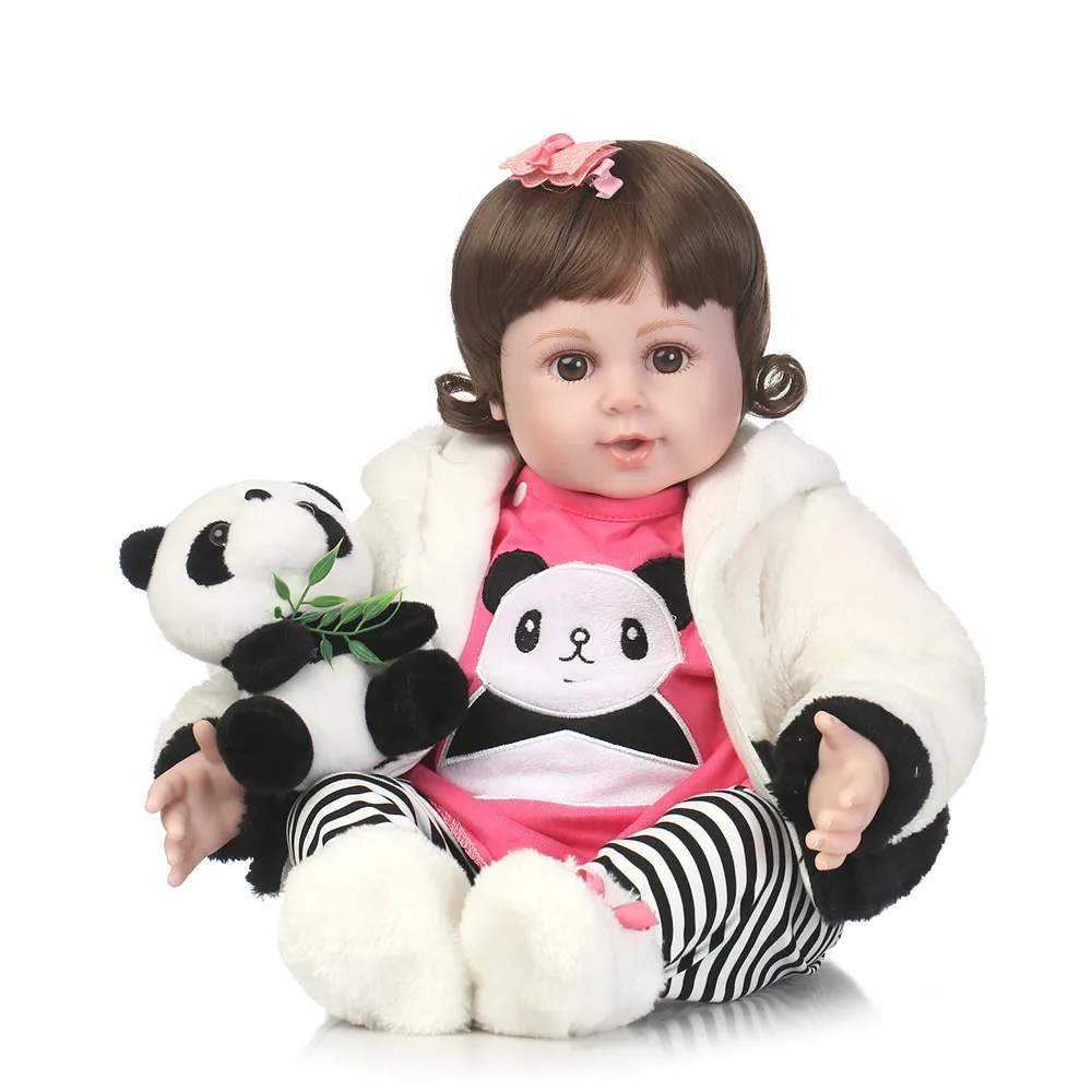 

NPK 22 дюйма кукла реборн Мягкие силиконовые куклы для детей подарок панда одежда плюшевая кукла brinquedo menina bebes reborn