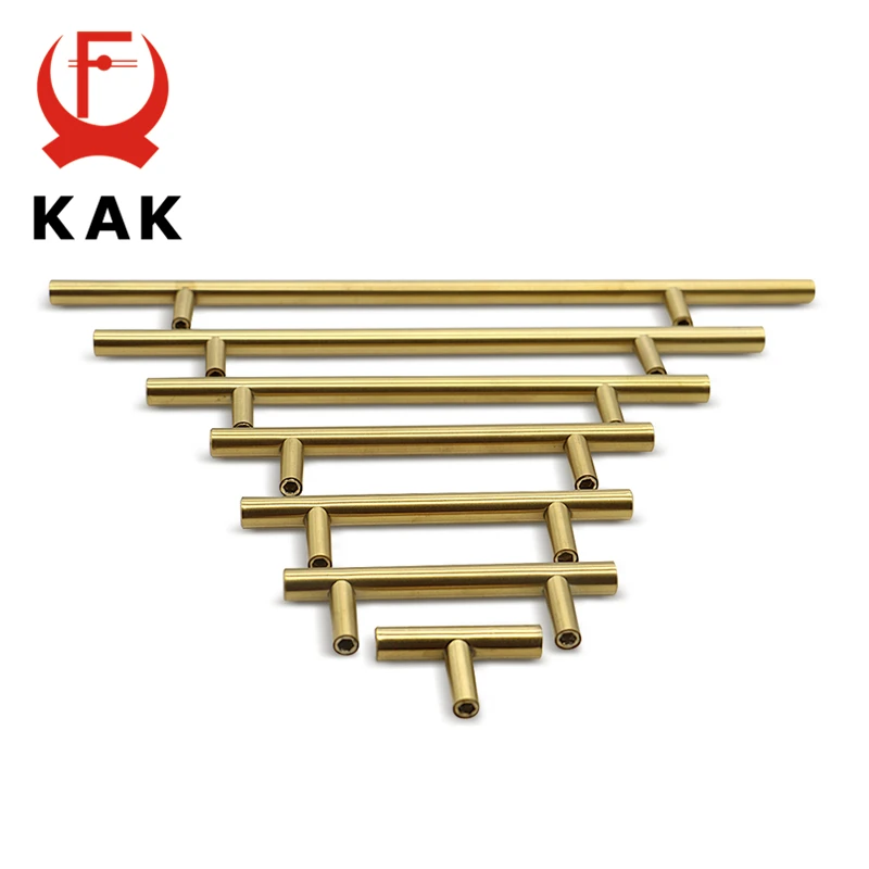 KAK 2" ~ 20'' Gold Kitchen Door T Bar Straight Handle Knobs Cabinet Pull Diameter 10mm Stainless Steel Handles Furniture Handle images - 6