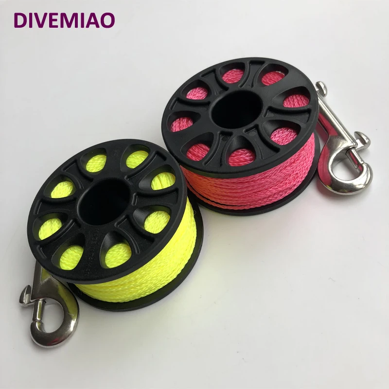 Новое поступление, DIVEMIAO, подводное снаряжение, катушка для дайвинга, катушка 30 м, веревки с SS, двухсторонняя оснастка, флуоресцентный желтый цвет