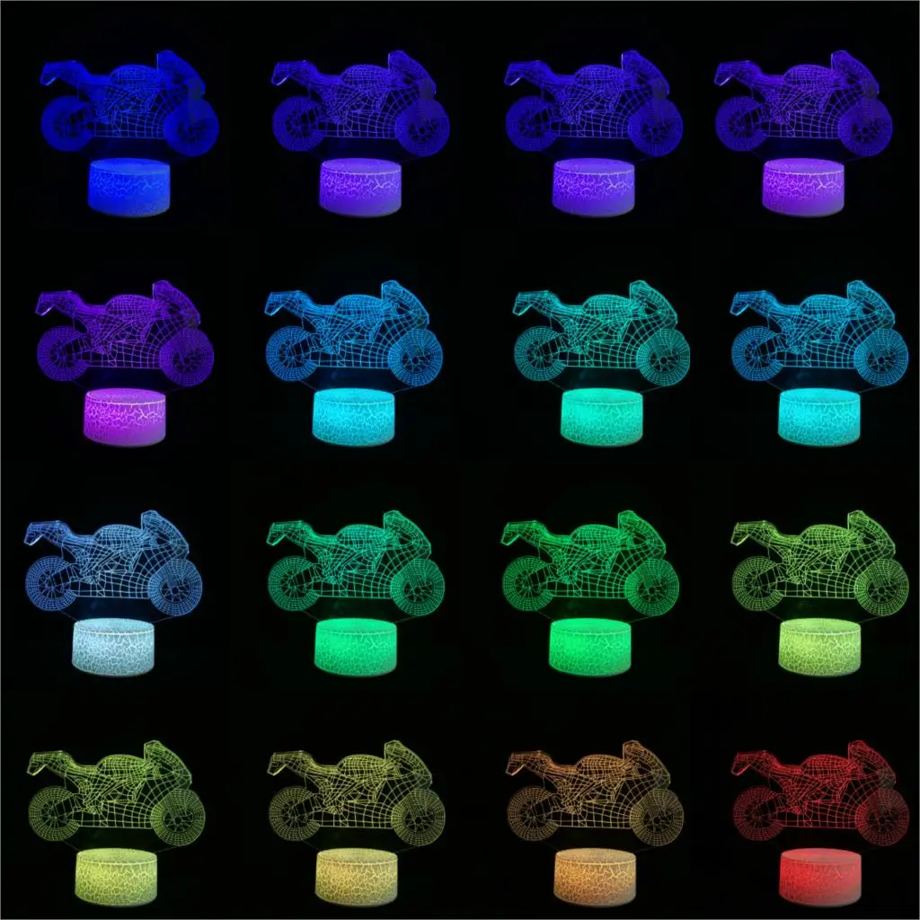 Крутая мотоциклетная 3D лампа светодиодный USB светильник для настроения