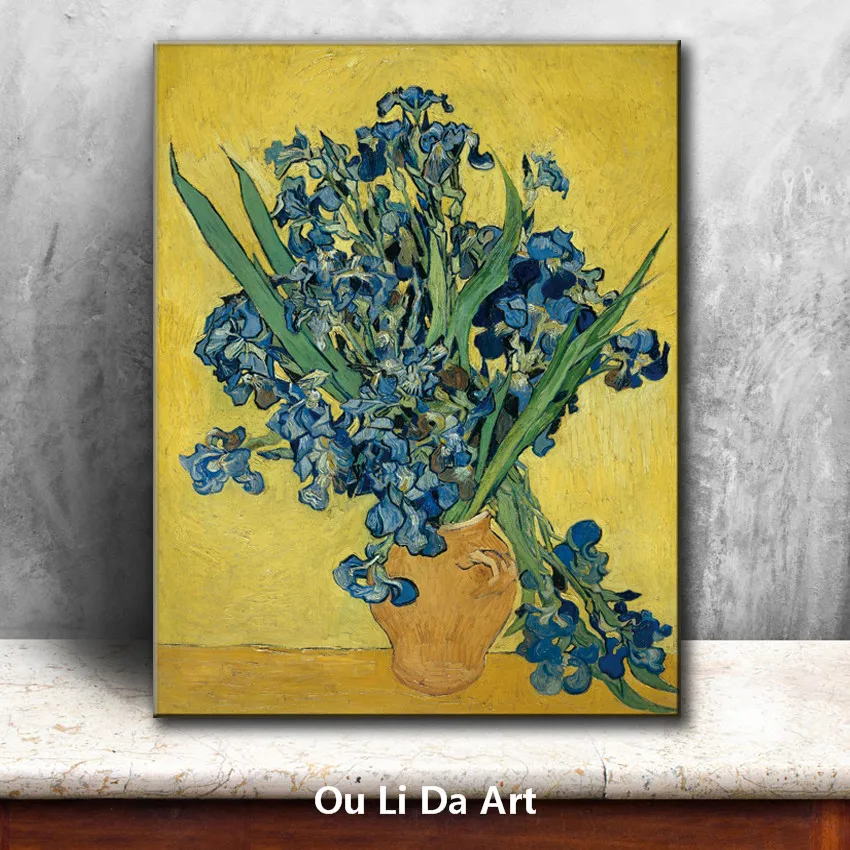 Картина маслом на холсте с изображением синего цветка | Дом и сад