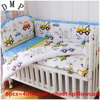 promotion 6pcs car cot baby crib bedding set baby cot set baby bed linen toddler bedding cotton bumperssheetpillow cover