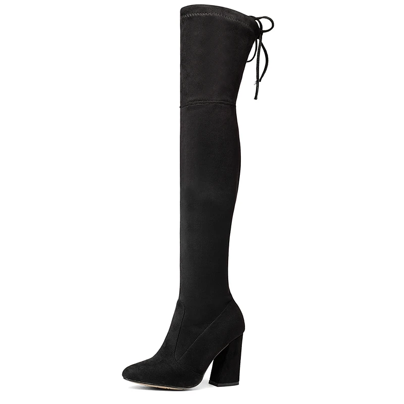 

ENMAYER 2019 new arrival women super high over the knee boots Flock women boots winter Basic Pointed Toe size 34-43 LY4006