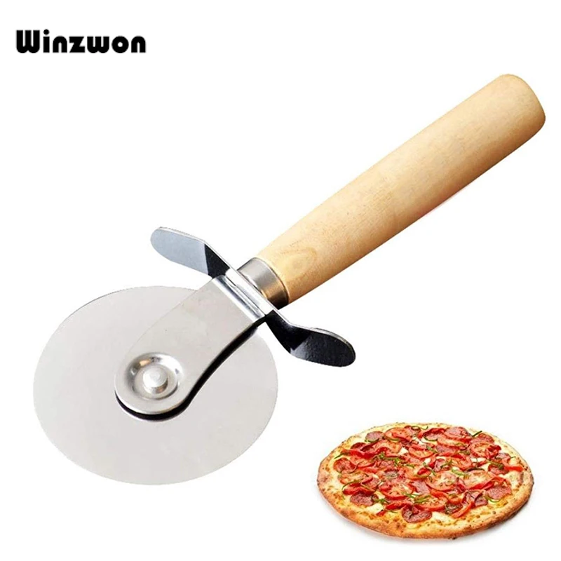 2 шт. круглый нож для пиццы с деревянной ручкой пилинга роликовый резак