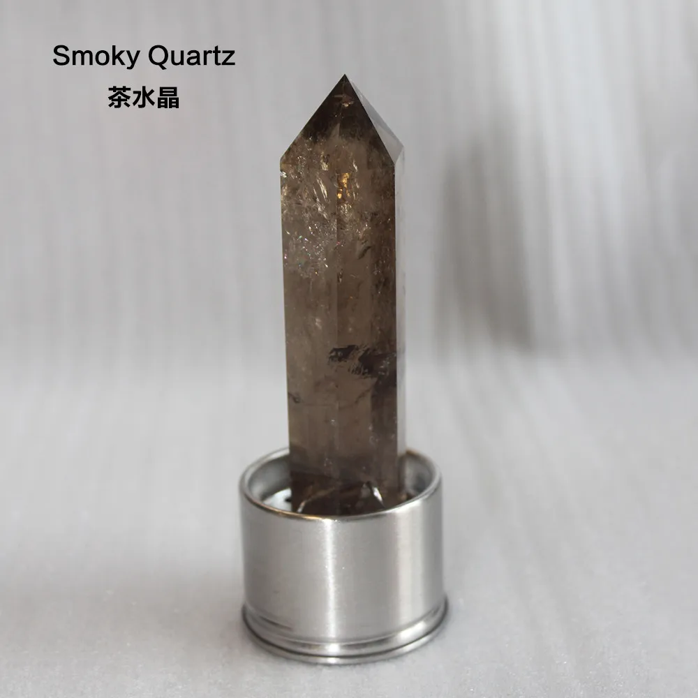 smokey quartz Натуральная кристаллическая каменная колонна кварца из различных материалов волшебная палочка заживляет энергетический Камень Точка стакана воды bottel орнамент заменить - Цвет: smokey quartz