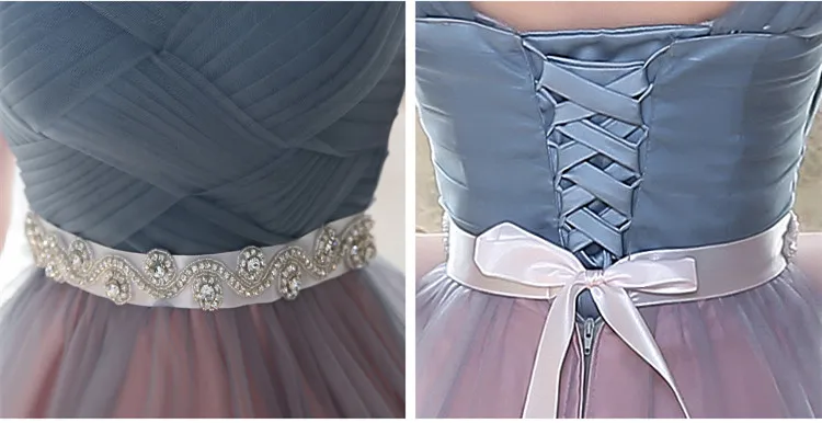 Женское платье подружки невесты плиссированное выше колена контрастных цветов с