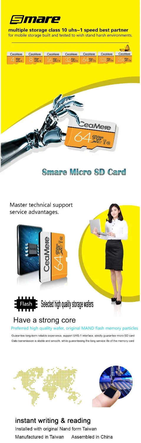 CeaMere карта памяти 256 ГБ 128 Гб 64 Гб U3 UHS-3 32 ГБ Micro sd карта класс 10 UHS-1 флэш-карта памяти Microsd TF/sd карта s для планшета