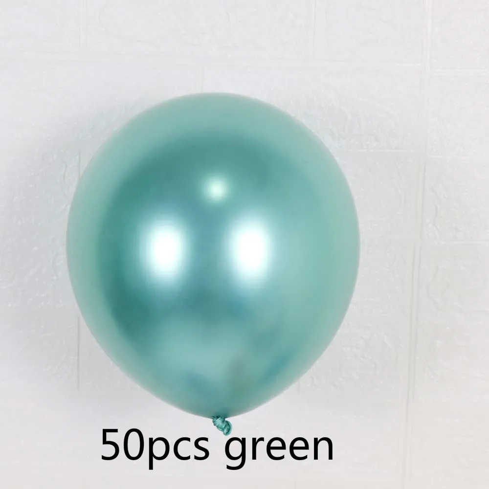 green 50 шт в наборе, 5/10/12 дюймов, зеленого, фиолетового, синего цвета цвета: золотистый, Серебристый Хром латексные воздушные шары с металлическим отливом на день рождения Свадебная вечеринка Декор Babyshower - Цвет: green