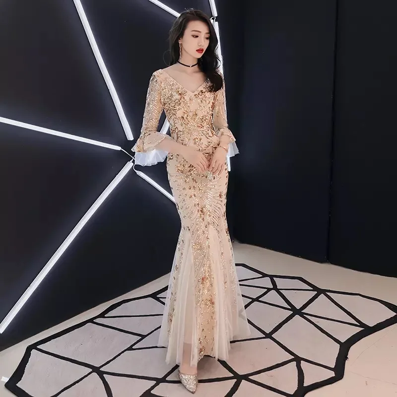 Женское вечернее платье с блестками Beauty Emily Элегантное Длинное кружевное