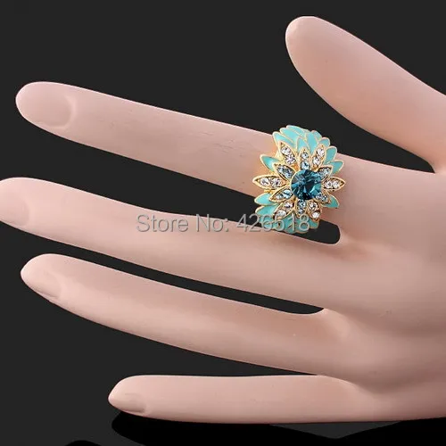 Оптовая продажа эмалированные свадебные кольца Стразы золотого цвета с