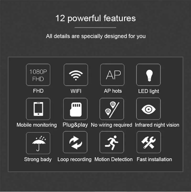 1080P WiFi IP Camera ONVIF Outdoor Waterproof Full Color Night Vision Security CCTV Camera Cloud Storatge Wireless Surveillance