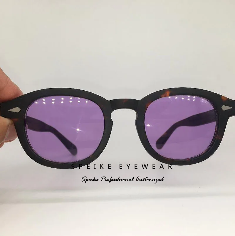 Matte tortoise fram SPEIKE, индивидуальные винтажные фиолетовые линзы, солнцезащитные очки, Джони Депп, лемтош, стиль ретро, очки для ночного видения, могут быть близорукими, солнцезащитные очки - Цвет линз: Matte tortoise fram