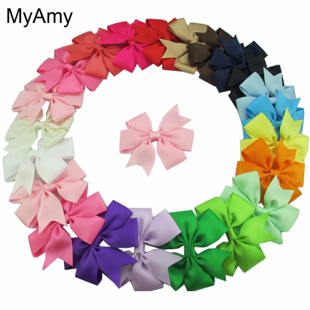 MyAmy 40pcs/lot 3'' Baby Girl Grosgrain Ribbon Boutique Hair bows WITH Alligator Clips hair Bows For girls kids hairbow | Детская