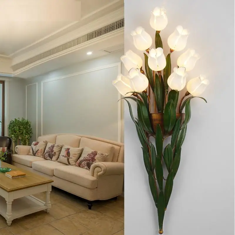 Настенные лампы цветы букет светодиодные светильники прикроватная Спальня