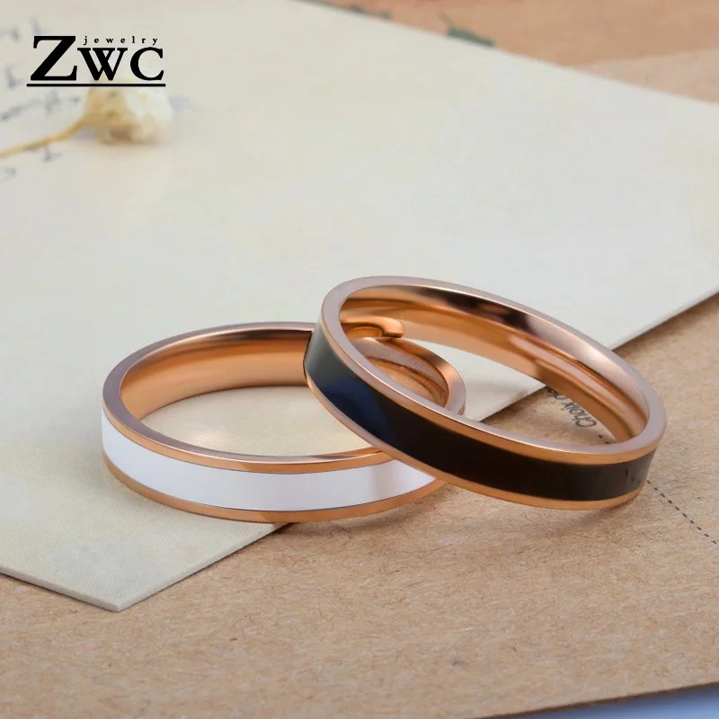 Женское и мужское кольцо из титановой стали ZWC черно-белое керамическое цвета