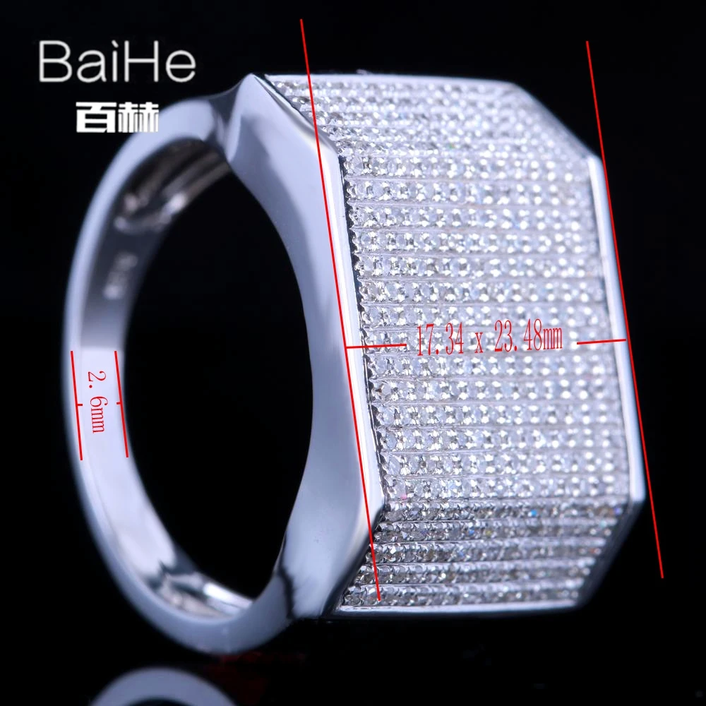 BAIHE Solid 14 K белое золото(AU585) 1.2CT сертифицированные H/SI круглые ограненные настоящие бриллианты свадебные мужские модные ювелирные изделия кольцо