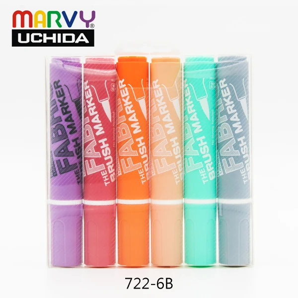 722-6B colors Marvy граффити Ткань кисточки маркеры Водонепроницаемость одежда маркер сухой пост Перманентный текстиль окрашивание ручки на сумки veiling - Цвет: 722-6B colors
