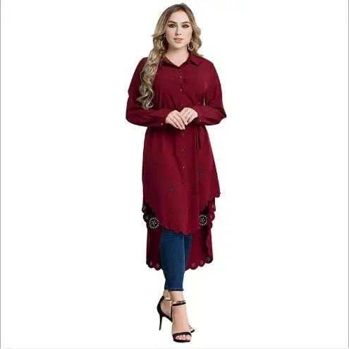 Мусульманская женская блузка топы рубашка платье Abaya Robe открытая свободная