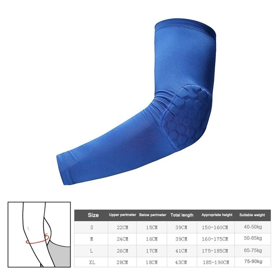 REXCHI 1 PC Honeycomb Sports Elbow Support Training Brace Protective Gear Elastic Arm Sleeve Bandage Pads Basketball Volleyball
