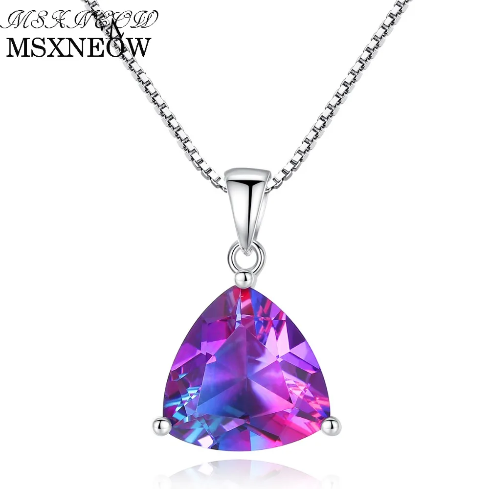 MSXNEOW 5.79ct Подлинная природа Радуга Огонь Мистик топаз кулон триллион вогнутая