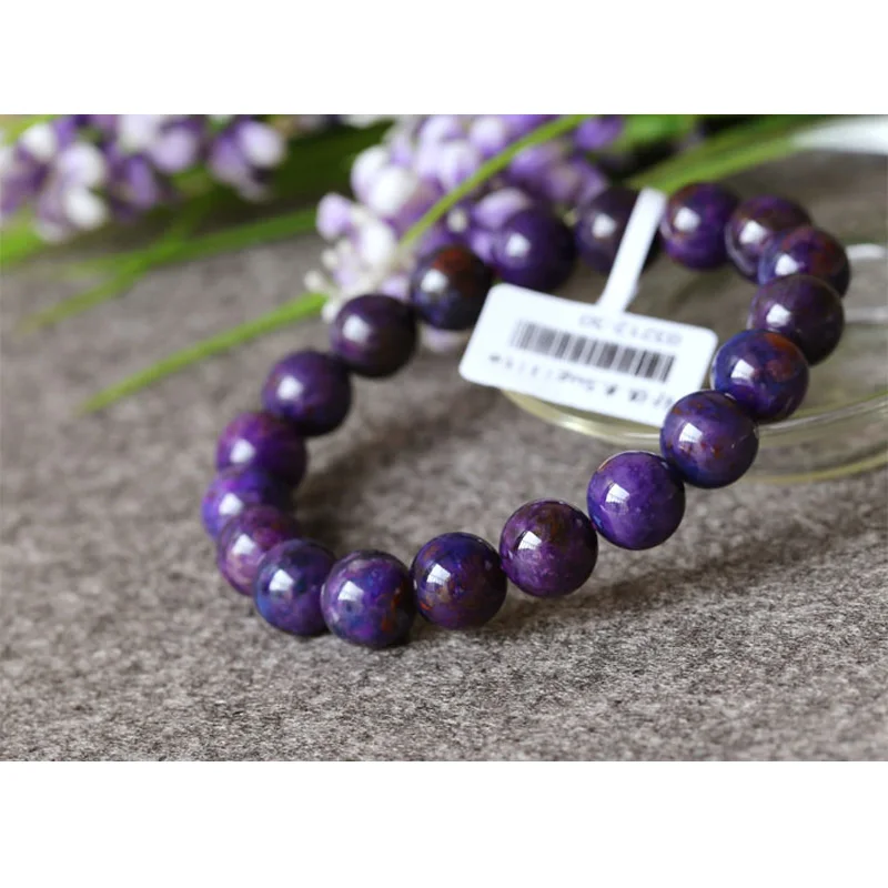 

Discoun Wholesale High Quality Genuine Natural Purple Sugilite More Blue Stretch Finished Beaded Bracelet Round beads 10mm 03212