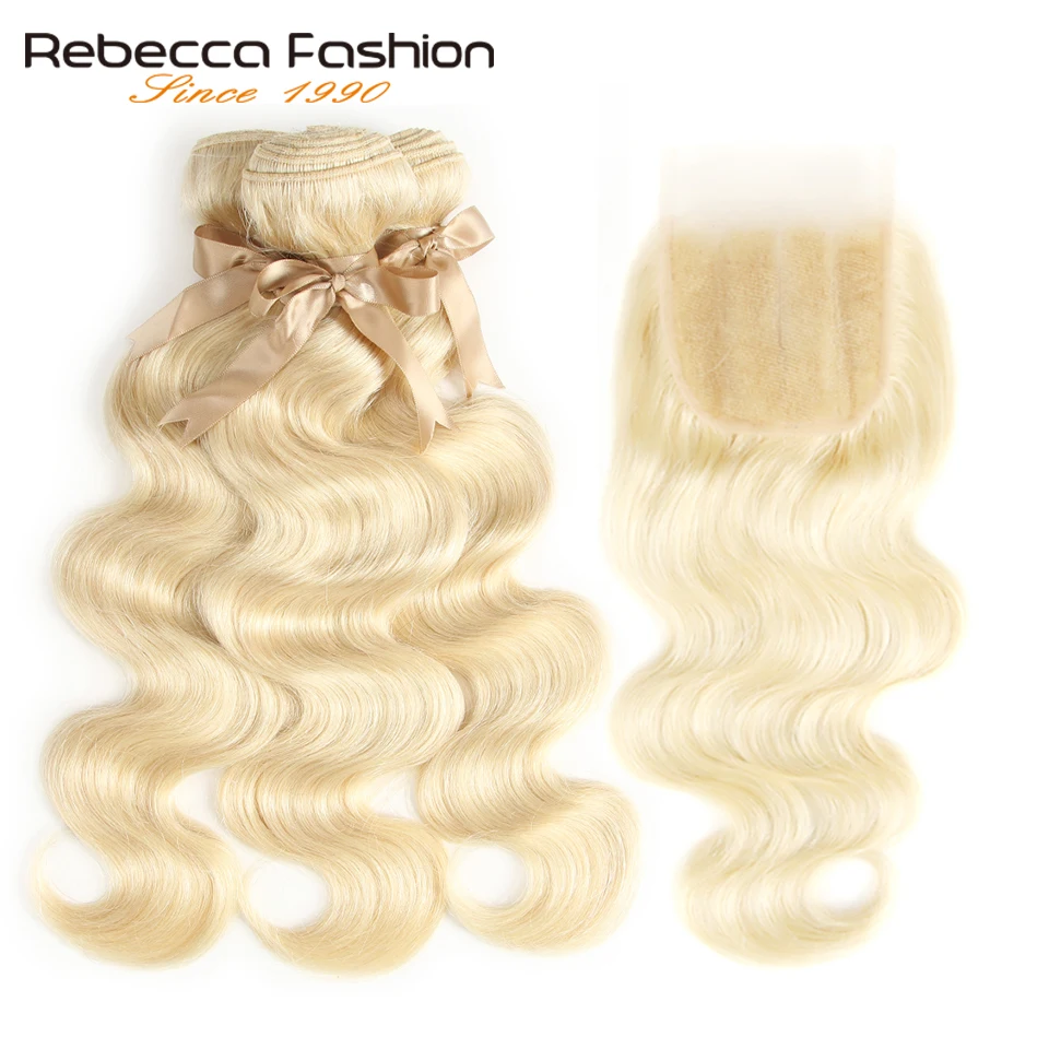 Модные перуанские волнистые человеческие волосы Rebecca пучки с застежкой 613 блонд
