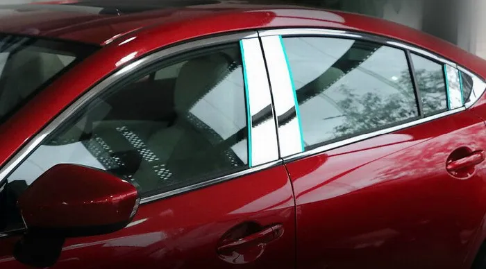Авто оконная накладка стойки Накладка для Mazda 6, нержавеющая сталь, 6 шт./лот