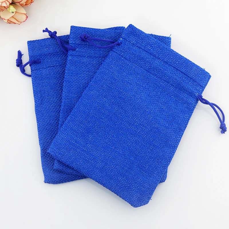 Оптовая продажа 100 шт. Королевская Синяя Сумка из джута на заказ и Льняная сумка