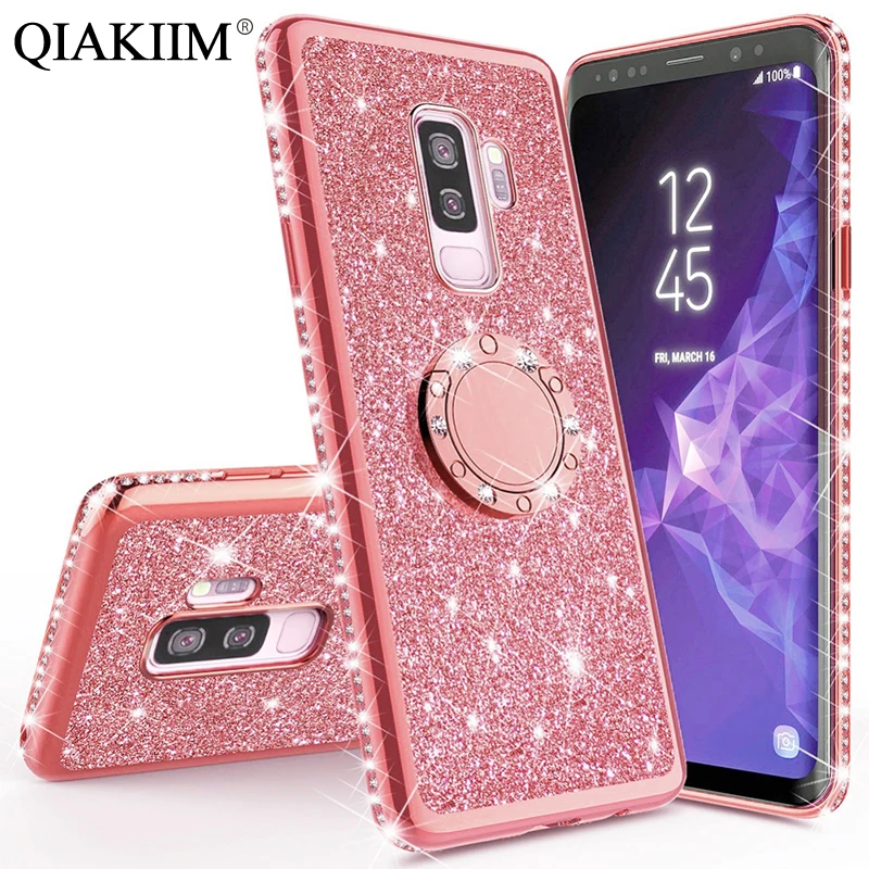 Блестящий Алмазный чехол с подставкой Чехол для samsung Galaxy S7 S8 S9 S10 плюс S10e Note 9 Note 8 J7 A7 A6 A8 плюс A520 A750 Мягкий ТПУ чехол с мультипликационным рисунком