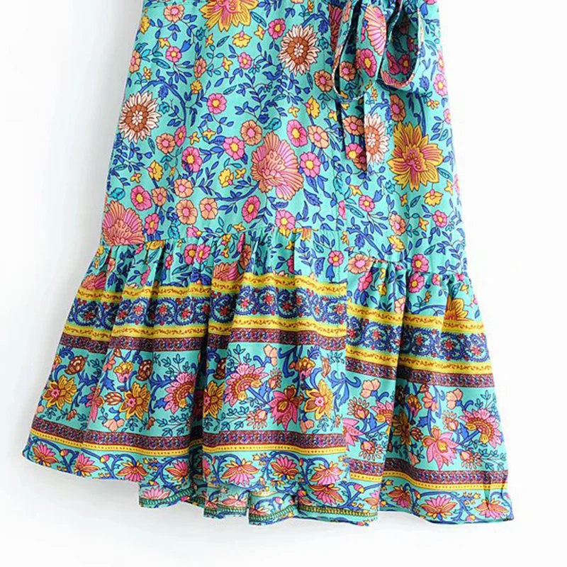 Женское винтажное мини платье с цветочным принтом Wonder Boho Пляжное коротким