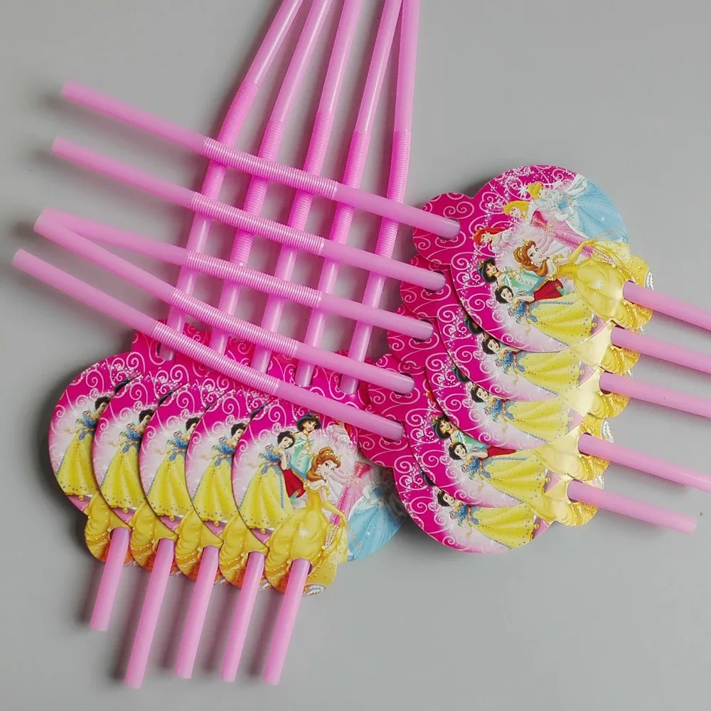 10 шт./лот вечерние соломенные украшения для диснейпринцессы одноразовая посуда